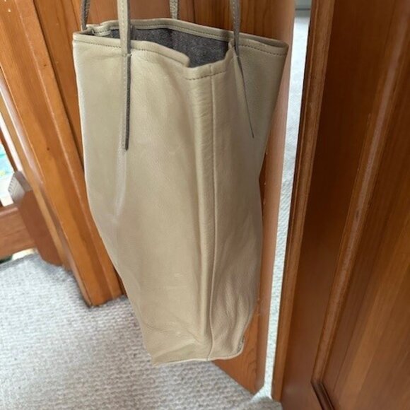 CAMPOS Tan Leather Large Tote Bag Shopper Purse - Picture 4 of 6